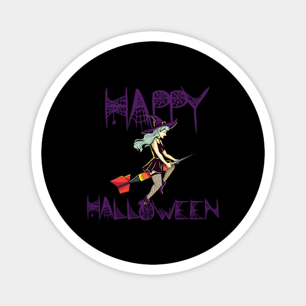 Happy Halloween Witch on Darts Costume Gift Magnet by Luxara